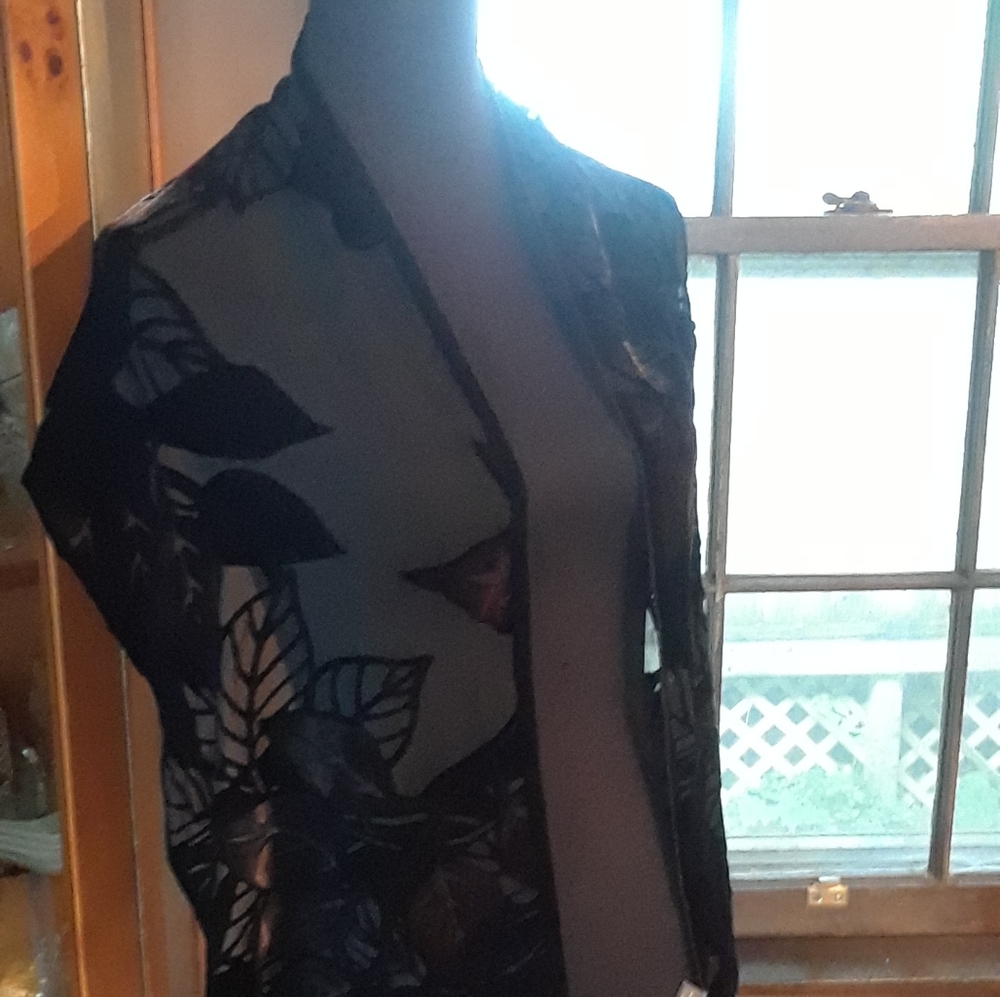 Silk velvet sheer Leaf patterned scarf